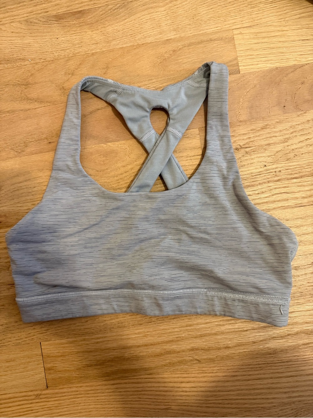 lululemon athletica Heathered Light Gray Crossback Sports Bra